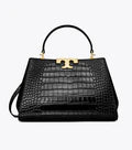 TB Croc Embossed Eleanor Satchel Bag Black 25874/654